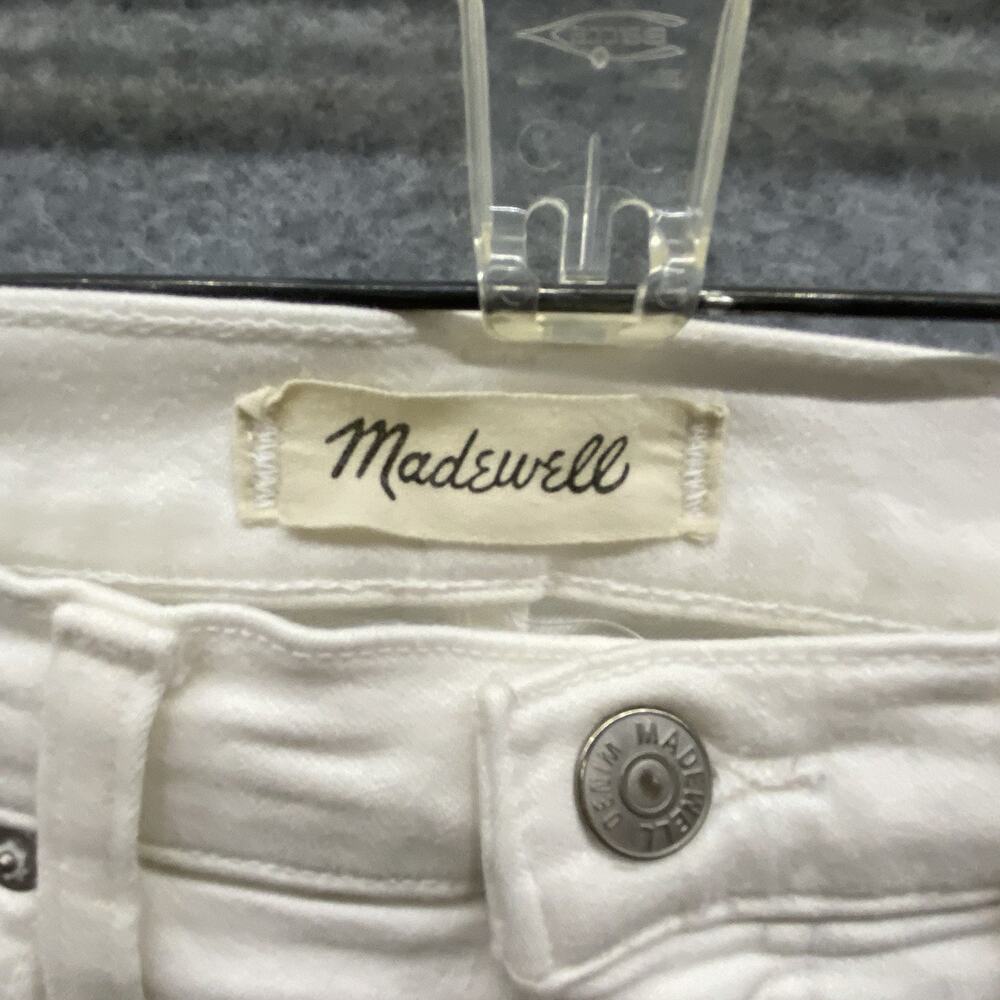 Madewell 9” High Rise Skinny Crop Jeans White Distressed Raw Hem Size 26 - Picture 2 of 14